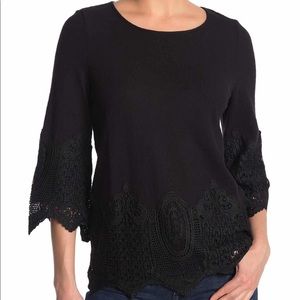 Adrianna Pappell Gauxy Crepe Crochet Blouse
